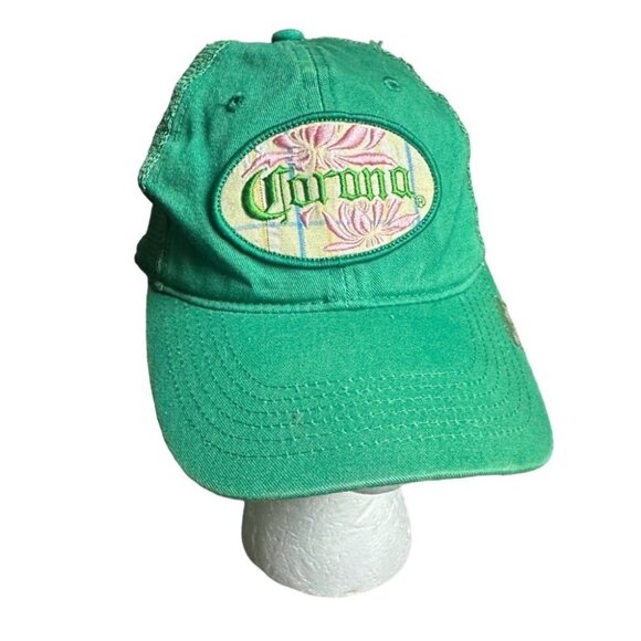 2006 Corona Mas Fina mesh Green pink plaid Adjustable Trucker Hat - Picture 1 of 8